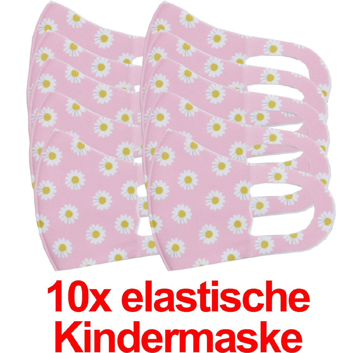 10x Elastische Stoffmaske Kinder Rosa Muster Blumen 3d Mund Nase Maske