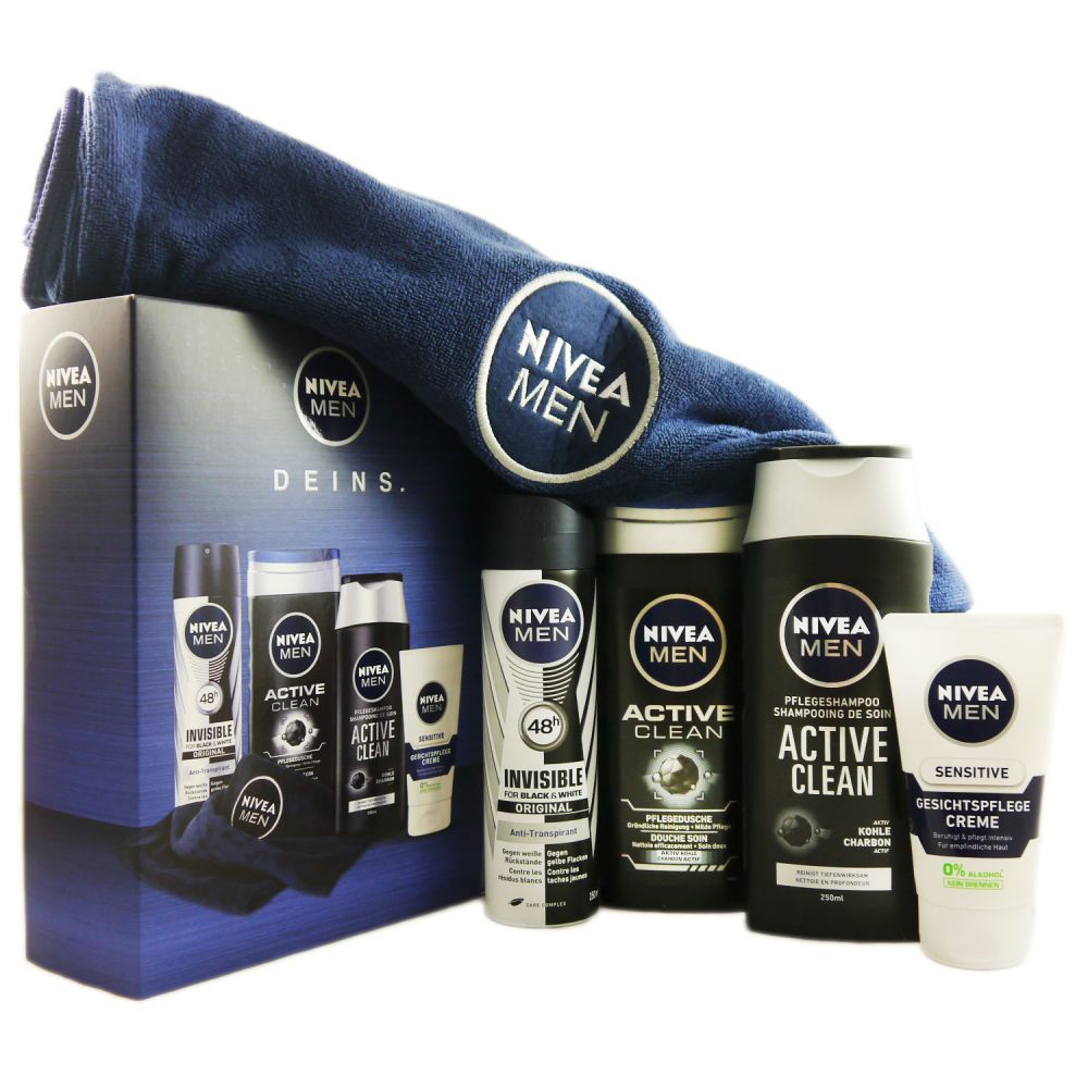 Nivea Men Geschenkset Fur Manner Mit Deodorant Shampoo Creme Und Pflegedusch Bei Pillashop